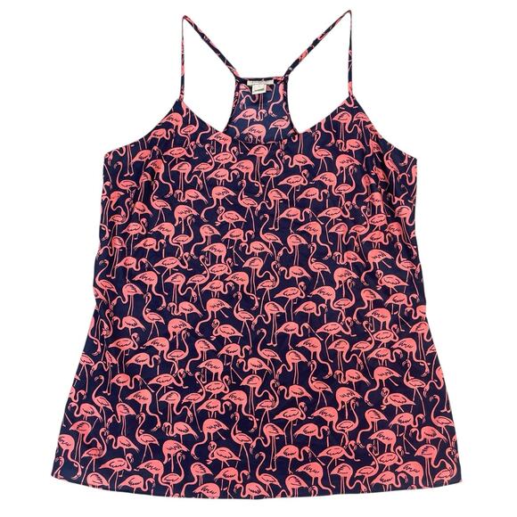 J Crew Flamingo Spaghetti Strap Racer Back Cami Top Womens Size 6 All Over Print - Picture 9 of 9